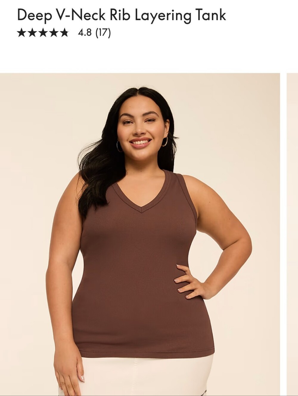 Brown Lane Bryant Deep V-Neck Rib Layering Tank 22/24 NWT